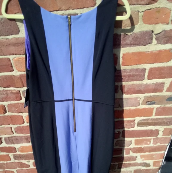 NWT Liz Claiborne Purple Black Sleeveless Stretch Midi Skirt size 12 Body Con - Picture 4 of 6